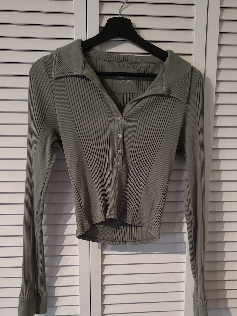 59. Aerie long sleeved collared top